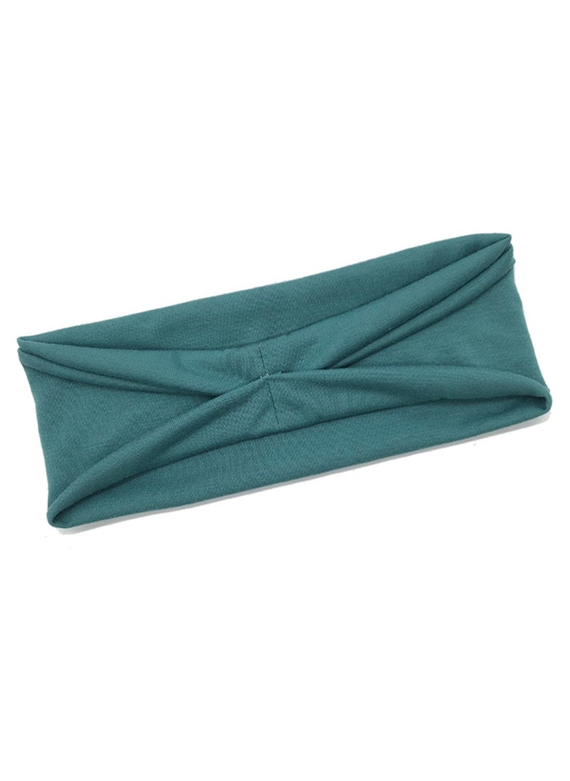 Generic Extra Wide 7cm Plain Stretch Unisex Soft Yoga Headband (Turquoise green)  - Image 2