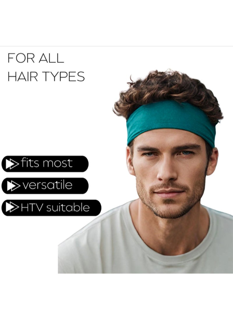 Generic Extra Wide 7cm Plain Stretch Unisex Soft Yoga Headband (Turquoise green)  - Image 5