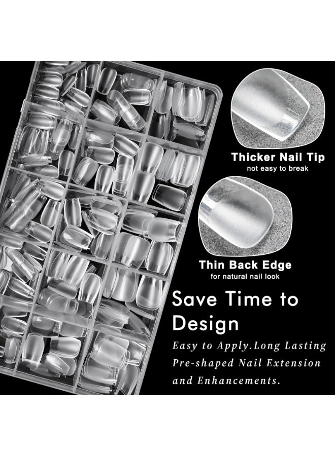 100 Pcs Transparent Matte Nail Tip, Short Half Tip, Long Nail Tip, False Nail Tip, Soft Gel Tip, Easy To Use Nail Enhancement Product, Which Can Be Used For Both Full And Half Application (03#) - Image 4