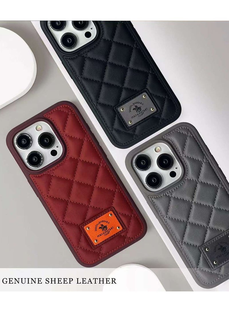 Santa Barbara Polo  Racquet Club Ogden Series Protective Soft Stand Phone Case with Fabric Stitching Compatible with iPhone 15 Pro - Brown - Image 3