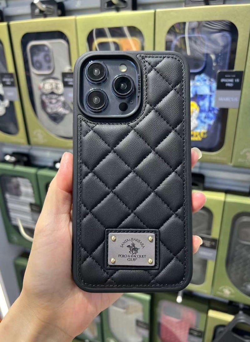 Santa Barbara Polo  Racquet Club Ogden Series Protective Soft Stand Phone Case with Fabric Stitching Compatible with iPhone 15 Pro - Brown - Image 4