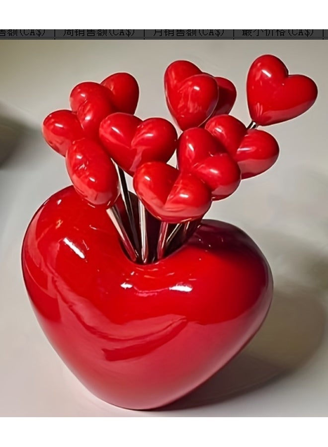 هومستر مجموعة من 10 شوكات الفواكه الفولاذ المقاوم للصدأ و 1 حامل الحب ، شوكات الفواكه شوكات الحلوى شوكات السلطة شوكات الاختيارات الغذائية - Image 1