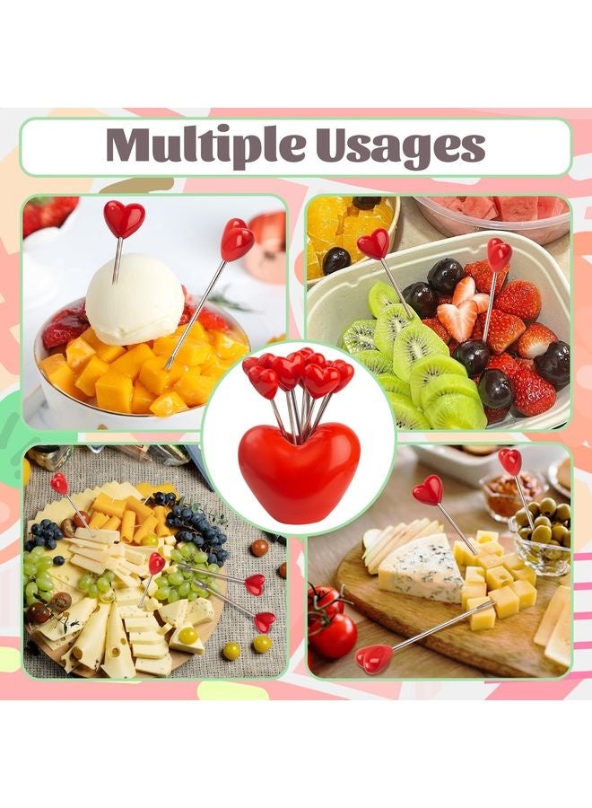 هومستر مجموعة من 10 شوكات الفواكه الفولاذ المقاوم للصدأ و 1 حامل الحب ، شوكات الفواكه شوكات الحلوى شوكات السلطة شوكات الاختيارات الغذائية - Image 5