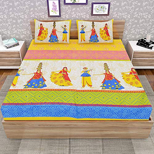 UNIBLISS Cotton Comfort 151 TC Rajasthani Jaipuri Traditional Floral Double Bedsheet with 2 Pillow Covers (King Size, Multicolour) - Image 2
