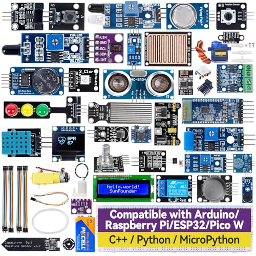 SunFounder Universal Maker Sensor Kit Compatible with Arduino Mega 2560/Uno R3/R4 Minima/WiFi Nano, Raspberry Pi 5/4B/3B+/Zero 2 W/, Pico W, ESP32, C++, Python, MicroPython, Beginners & Engineers - Image 1