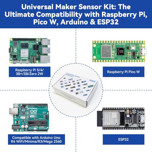 SunFounder Universal Maker Sensor Kit Compatible with Arduino Mega 2560/Uno R3/R4 Minima/WiFi Nano, Raspberry Pi 5/4B/3B+/Zero 2 W/, Pico W, ESP32, C++, Python, MicroPython, Beginners & Engineers - Image 2