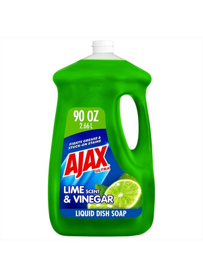 Ajax Ultra Liquid Dish Soap Vinegar and Lime Scent, Sparkling Clean Dishes, 90 oz Bottle - Image 1