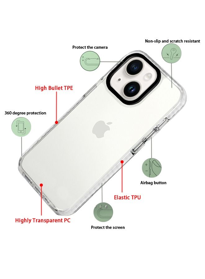 IPhone 14 Case Black-Ring Collision-Resistant Triple-In-One Transparent Case - Image 2