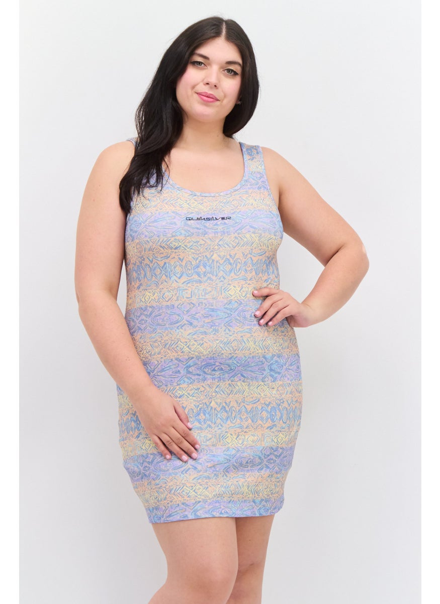 Women Aztec Print Sleeveless Bodycon Dress, Blue - pzsku/ZF294F70ED5E340E8095AZ/45/_/1737642452/e5557cf8-0213-4748-817a-eedd9a3f7541