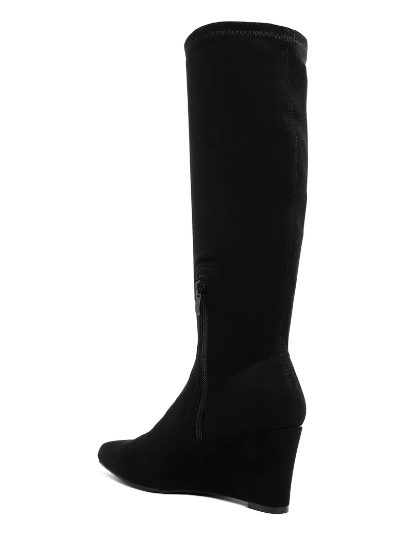 London Rag Microfiber Wedge Heel Boots in Black