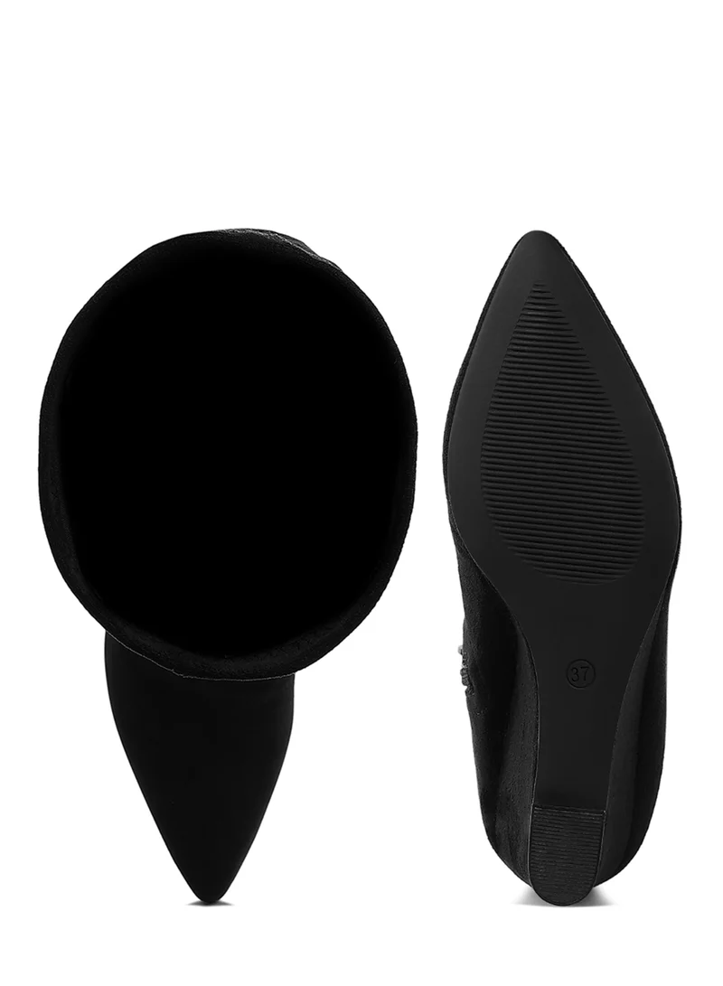 London Rag Microfiber Wedge Heel Boots in Black
