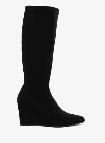 London Rag Microfiber Wedge Heel Boots in Black