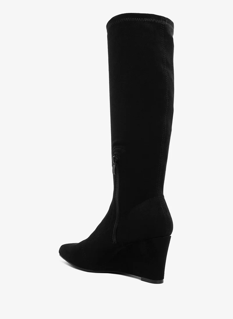 London Rag Microfiber Wedge Heel Boots in Black