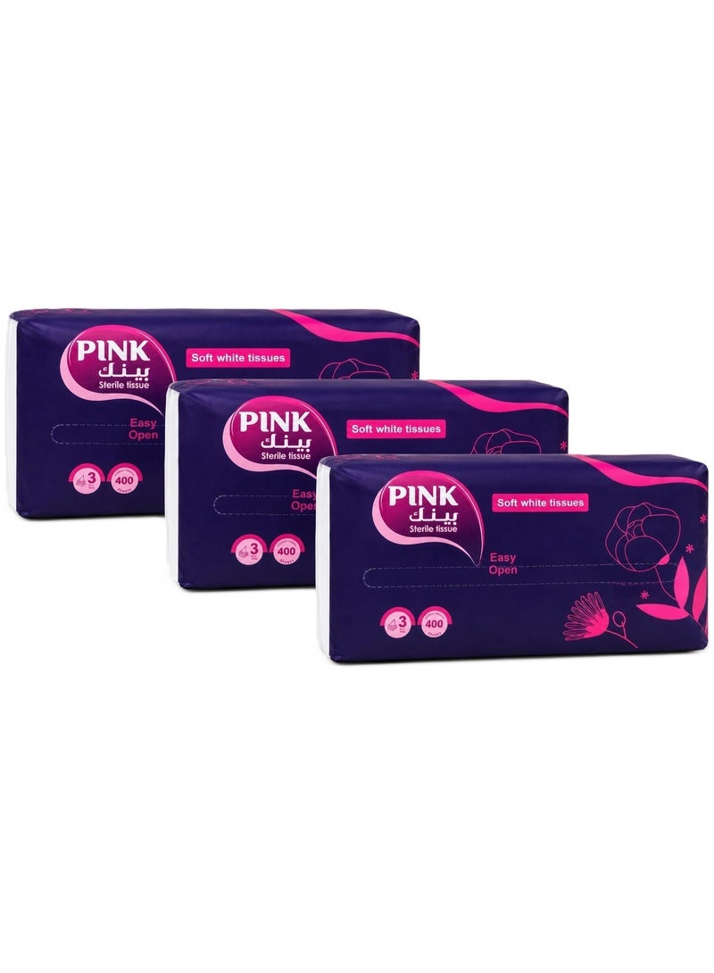 PINK- Facial tissue 400T*3Pack - Image 1