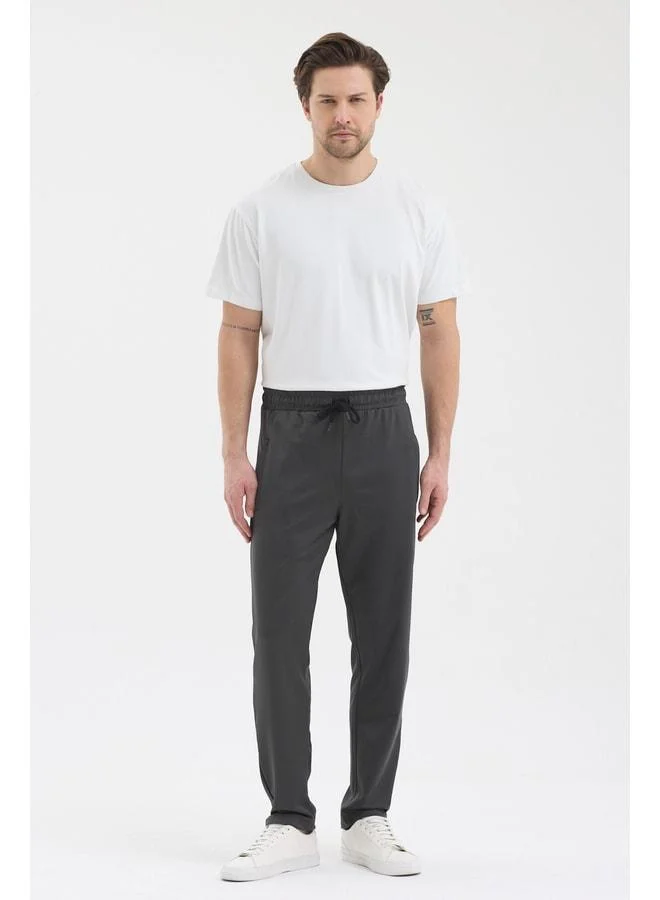Mmetalic  Men's Anthracite Zip Pocket Elastic Waist Dive Fabric Straight Leg Comfortable Cotton Jogger Sweatpants. for Men | Best Price UAE