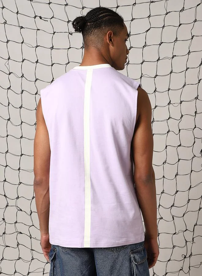 Hubberholme Men's Lilac 100% Cotton Printed Regular Fit T-Shirt