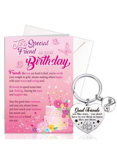 HOWAF Birthday Card For Friend To A Special Friend Birthday Greeting Cards With Best Friend Keychain With Gift Bags Special Friend Birthday Gift Cards Good Friend Cards Good Friends Key Chain  - Image 1