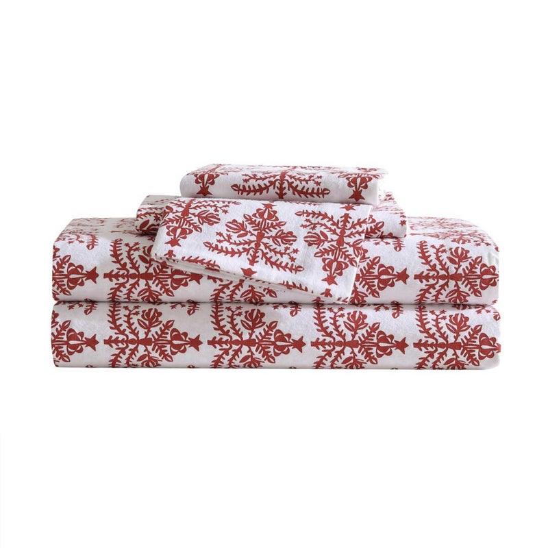 Eddie Bauer Eddie Bauer - Twin Sheets  Cotton Flannel Bedding Set  Brushed for Extra Softness  Cozy Home Decor  Oeko-Tex Certified (Jolly Trees Red  Twin)  - Image 1