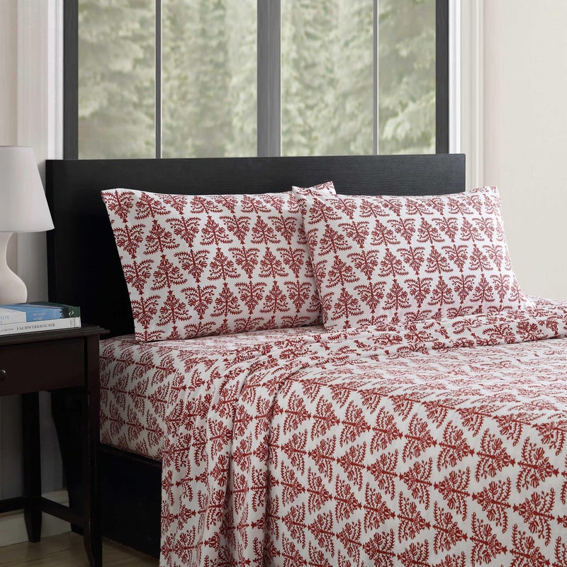 Eddie Bauer Eddie Bauer - Twin Sheets  Cotton Flannel Bedding Set  Brushed for Extra Softness  Cozy Home Decor  Oeko-Tex Certified (Jolly Trees Red  Twin)  - Image 2