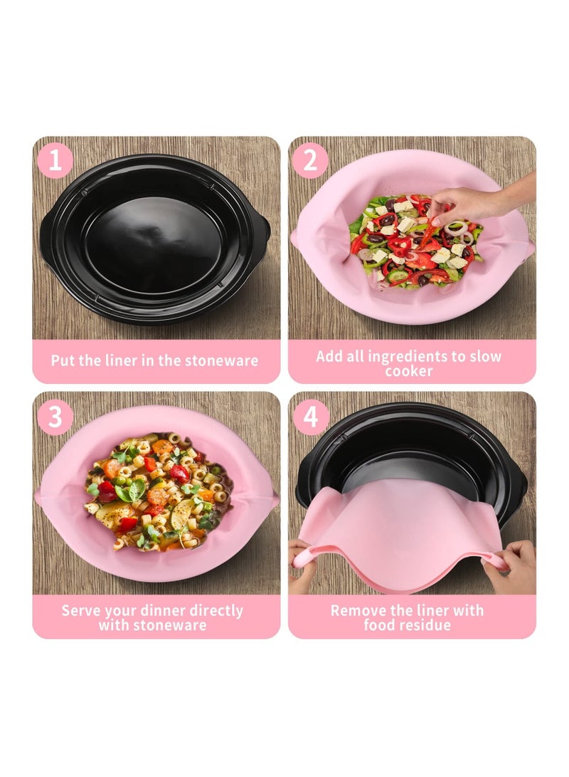 الأزرق جي دبليو 2 Pack Silicone Slow Cooker Liners, Reusable Liners Leakproof Bags Oval Pot Fit 6-8 Quarts Crockpot Easy Clean for or Round - Image 2