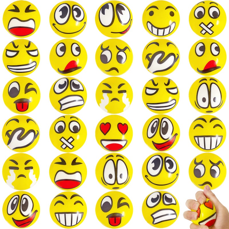 Juuxncgv 30 Pcs Face Stress Balls25 Funny Face Squeeze BallsStress Relief Balls for GiftsKidsParty FavorsPresent FillersCoworkers - Image 2