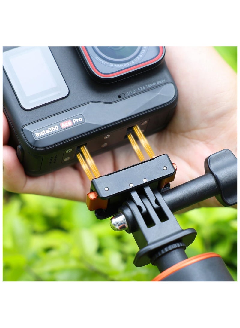 Magnetic Quick Release Mount, Snap-On Magnetic 2 Prong Mount and 1/4 Thread Mount for Insta360 Ace Pro / Insta360 Ace, 1/4 Screw Hole for Tripod Foldable  - Image 3