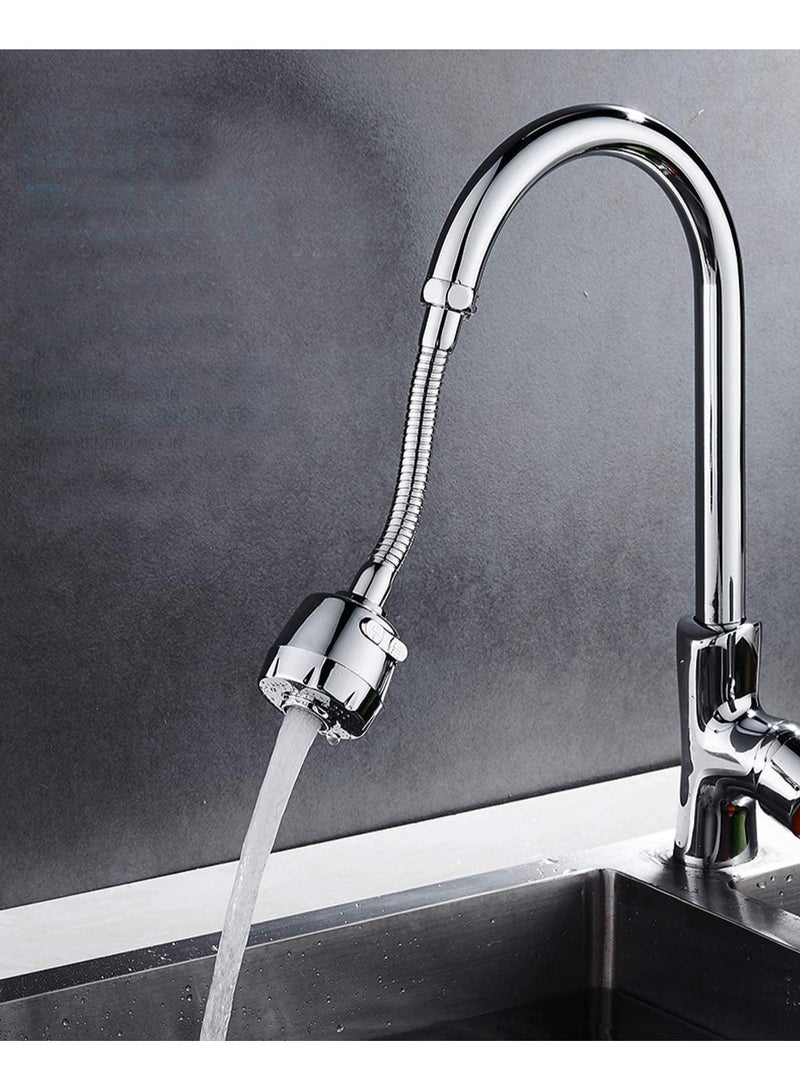 Styxon 360 Rotatable Sink Faucet Sprayer Tap Extender AntiSplash Nozzle Head Hose Universal Connector 2 Mode Silver - Image 1