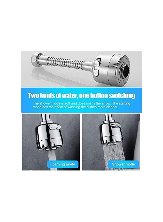 Styxon 360 Rotatable Sink Faucet Sprayer Tap Extender AntiSplash Nozzle Head Hose Universal Connector 2 Mode Silver - Image 2