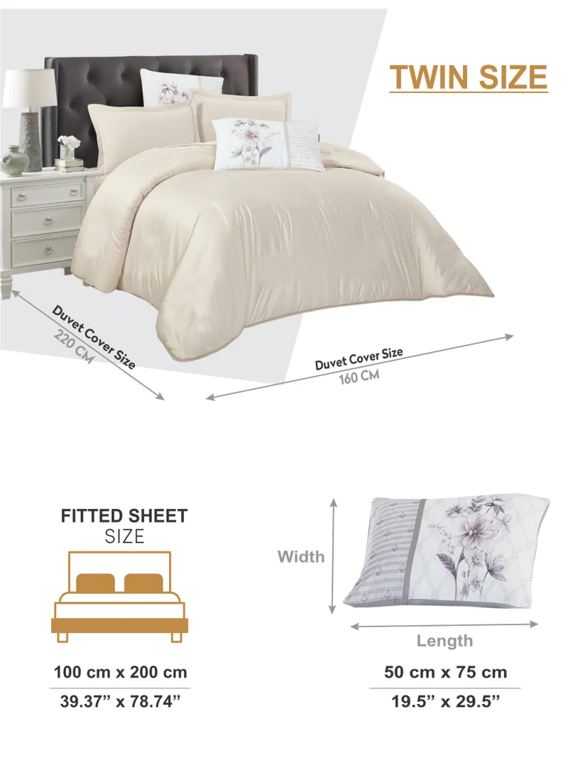 دوناتيلا طقم لحاف 4 قطعة مقاس توين مخطط طقم سرير من الألياف الدقيقة يناسب (100 × 200 سنتيمتر) مع غطاء لحاف، شرشف، وسادة الشام وأكياس الوسائد (بدون حشو)