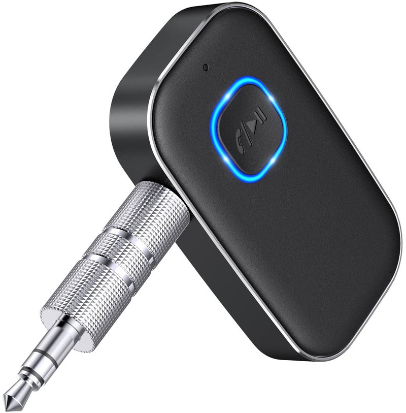 COMSOON Bluetooth AUX Adapter for Car, Noise Reduction Bluetooth Receiver for Music/Hands-Free Calls, Wireless Audio Receiver for Home Stereo/Speaker, 16H Battery Life/Dual Connect (All Black) - Image 1