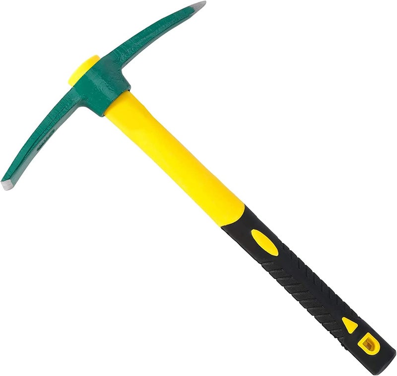 15-Inch Solid Pick Mattock, Forged Garden Pick, Weeding Mattock Hoe Agriculture Hand Tools with Heavy-Duty Fiberglass Handle for Weeding Cultivating Camping or Prospecting - Image 1