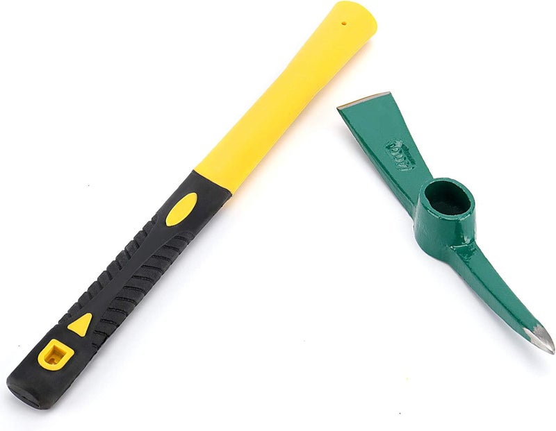 15-Inch Solid Pick Mattock, Forged Garden Pick, Weeding Mattock Hoe Agriculture Hand Tools with Heavy-Duty Fiberglass Handle for Weeding Cultivating Camping or Prospecting - Image 3