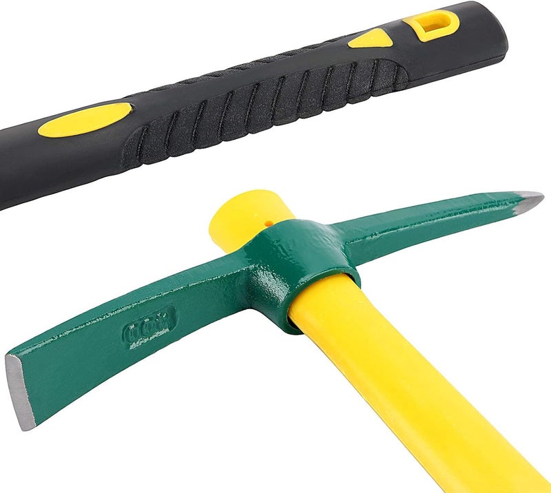 15-Inch Solid Pick Mattock, Forged Garden Pick, Weeding Mattock Hoe Agriculture Hand Tools with Heavy-Duty Fiberglass Handle for Weeding Cultivating Camping or Prospecting - Image 5