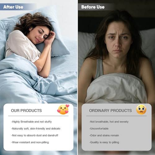 GroundBam Silver Infused Bed Sheets Set, Cooling Tencel Sheet with Self-Cleaning Technology for 3X Freshness Sleep, Hypoallergenic & Breathable sheet Perfect for Hot Sleepers & Sensitive Skin (Blue, King ) - Image 4