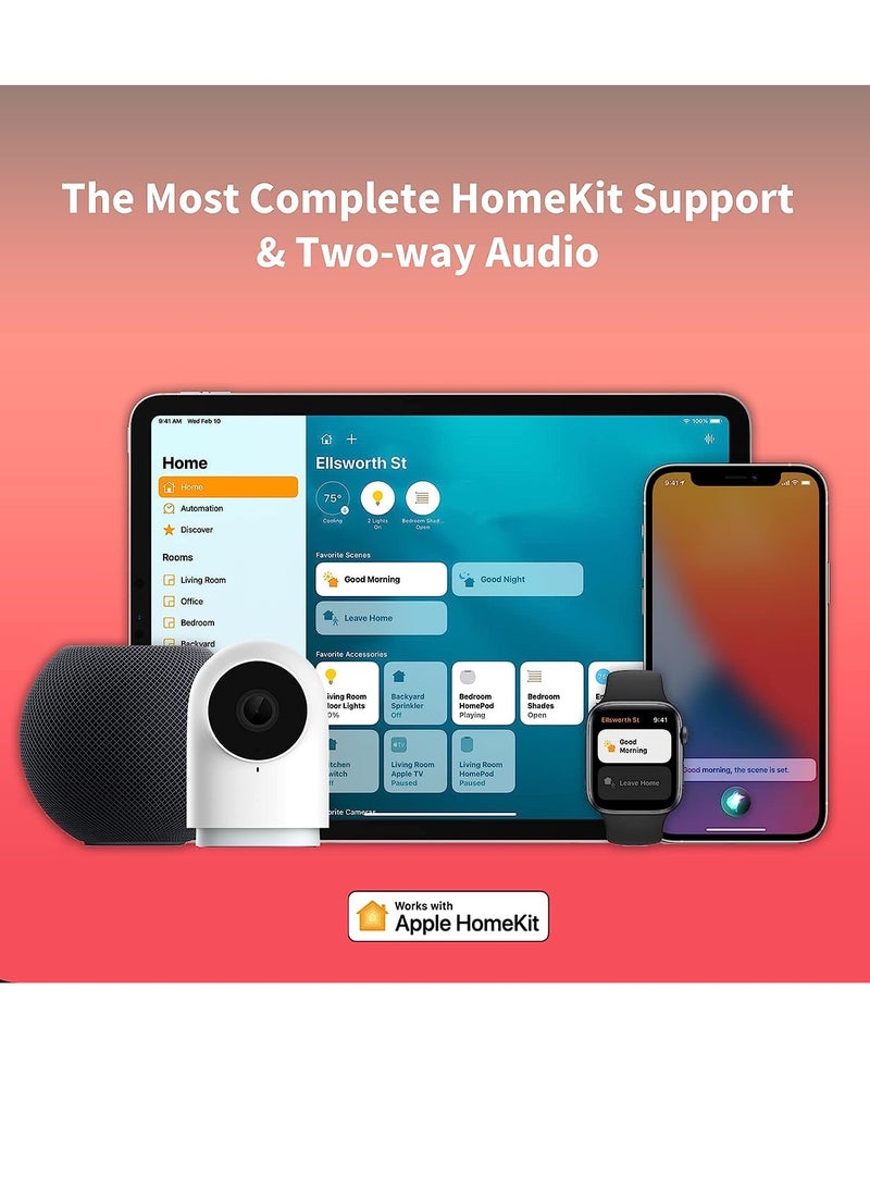 كاميرا مراقبة G2H Pro، 1080P داخلية متوافقة مع مجموعة Apple Home - أبيض