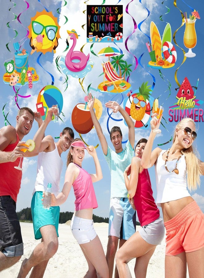 Nezyo 52 Pcs Schools Out for Summer Decorations Hello Summer Hanging Swirls Double Sided Happy Last Day of School Ceiling Hanging End of Year Decorations for Classroom Beach Pool Party Supplies - Image 5