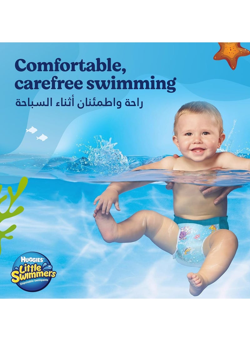 هجيز سروال خاص للسباحة (حفاظ) ليتل سويمر للاستعمال لمرة واحدة، 7 - 12 كجم، 12 قطعة - صغير، بجوانب قابلة للفتح والغلق - Image 4