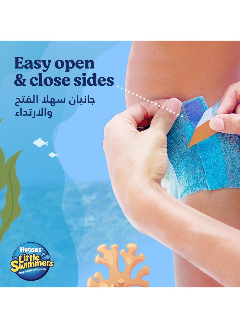 هجيز سروال خاص للسباحة (حفاظ) ليتل سويمر للاستعمال لمرة واحدة، 7 - 12 كجم، 12 قطعة - صغير، بجوانب قابلة للفتح والغلق - Image 3
