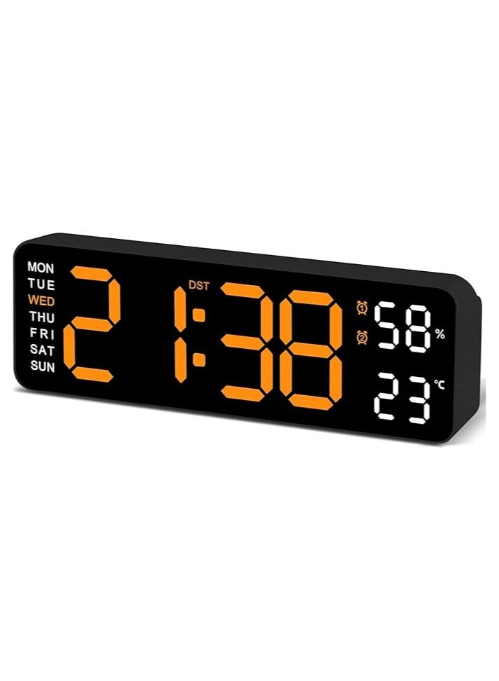 Arabest Digital Clock, 9" LED Alarm Clock for Bedroom, Bedside Desk Table Clock, Digital Clock with Temperature/DST/Auto-Dimming/Humidity/Snooze - 12/24H, for Deep Sleepers Kids Elderly Home Office - Image 1