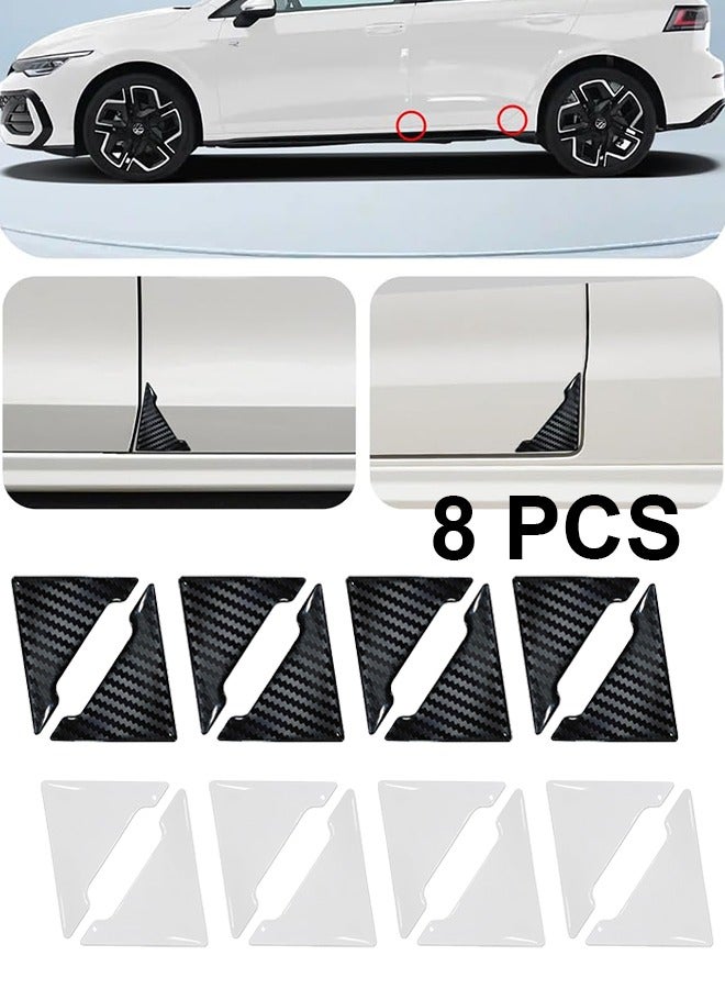 8 قطع واقي باب السيارة، واقي حافة باب السيارة، واقي زاوية جانبية للسيارة مضاد للتصادم، ملحقات السيارات غطاء حماية حافة السيارة ذاتي اللصق مناسب لمعظم المركبات (ألياف الكربون والأبيض) - Image 1