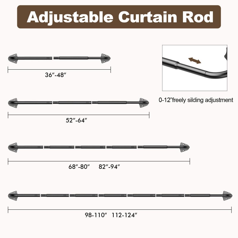 Tigpengy Blackout Curtain Rods for Windows 36"-48", 5/8 inch Small Matte Black Wrap Around Curtain Rod Curved Room Darkening Single Window Rod for Bedroom Kitchen(36"-48") - Image 4