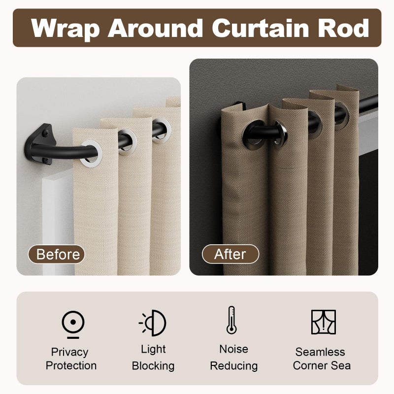 Tigpengy Blackout Curtain Rods for Windows 36"-48", 5/8 inch Small Matte Black Wrap Around Curtain Rod Curved Room Darkening Single Window Rod for Bedroom Kitchen(36"-48") - Image 2