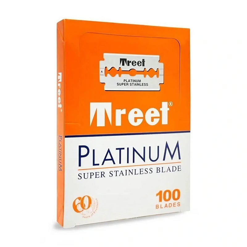 100 Treet Platinum Super Stainless Double Edge Razor Blades  New Space Saving Format