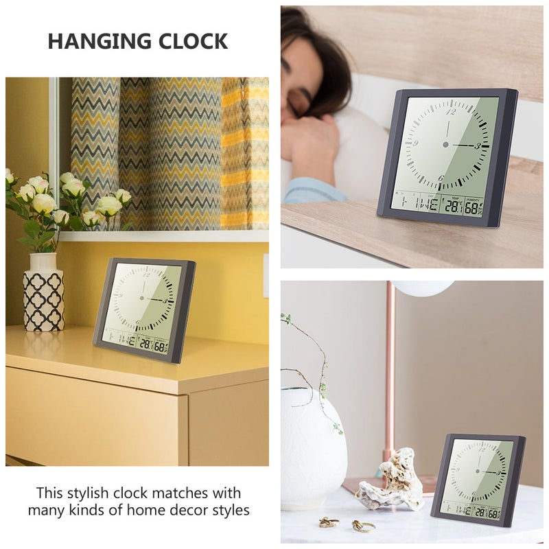 1 Pc Digital Wall Clock Electronic Calendar Clock without Battery (Black) - Image 5