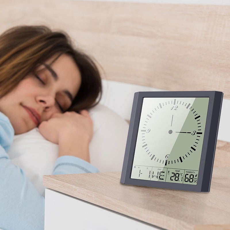 1 Pc Digital Wall Clock Electronic Calendar Clock without Battery (Black) - Image 1