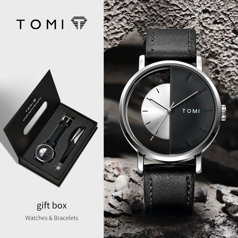 ساعة TOMI كوارتز أنيقة للرجال والنساء، هيكل من السبائك، مقاومة للماء 30 متر