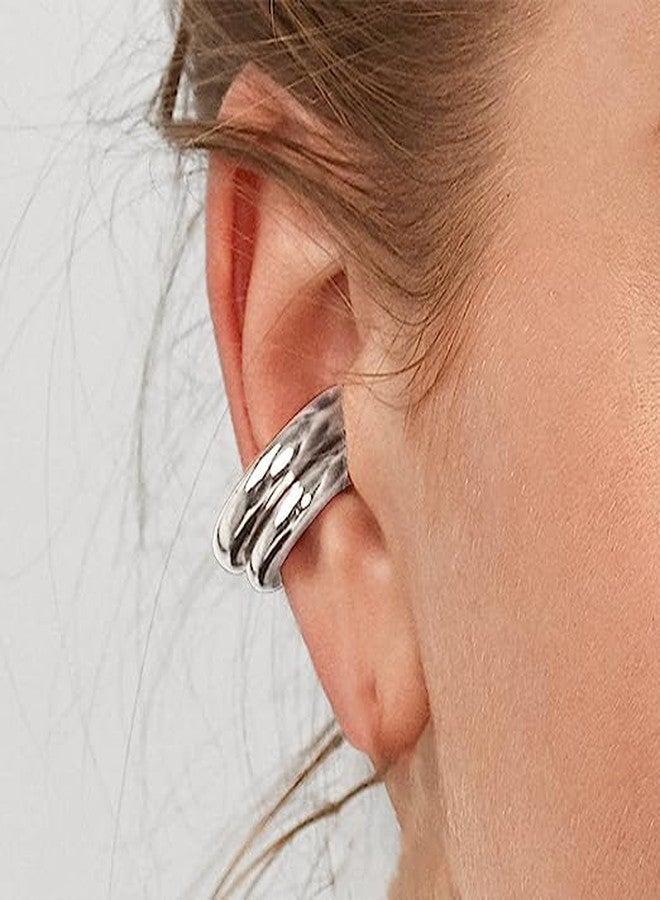 Cicod Ear Cuff Earrings for Women No Piercing Chunky Gold Ear Cuffs Helix Cartilage Clip On Wrap Earring Adjustable Ear Cuffs Jewelry for Women (2S) - Image 2