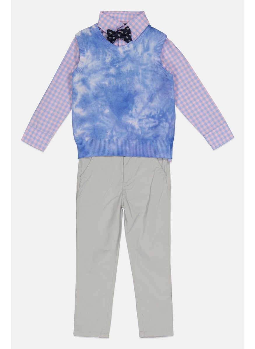Andy & Evan Kids Boy 4 Piece Shirt And Pants With Vest And Bow Tie Set, Multicolor  - Image 1