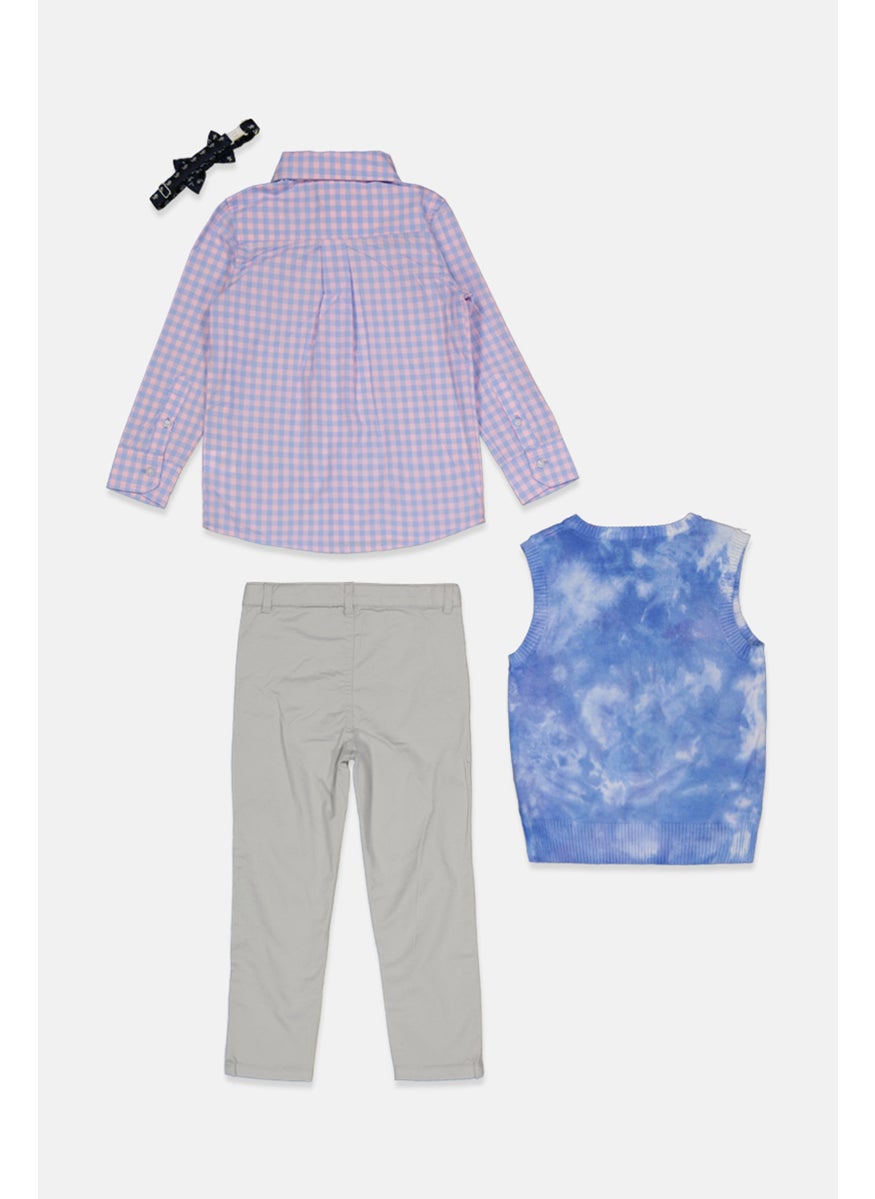 Andy & Evan Kids Boy 4 Piece Shirt And Pants With Vest And Bow Tie Set, Multicolor  - Image 2