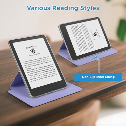Vane Oak Magnetic Detachable 2-in-1 Stand Case for 7'' Kindle Paperwhite 12th Gen 2024 and Kindle Colorsoft Signature Edition, Slim PU Shell Cover Case with Auto Wake/Sleep, Light Purple - Image 4